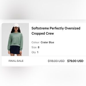 Lululemon softstreme perfectly oversized cropped crew